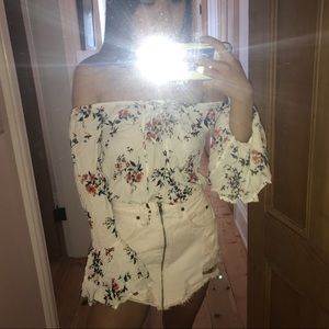 Super cute floral off the shoulder top
